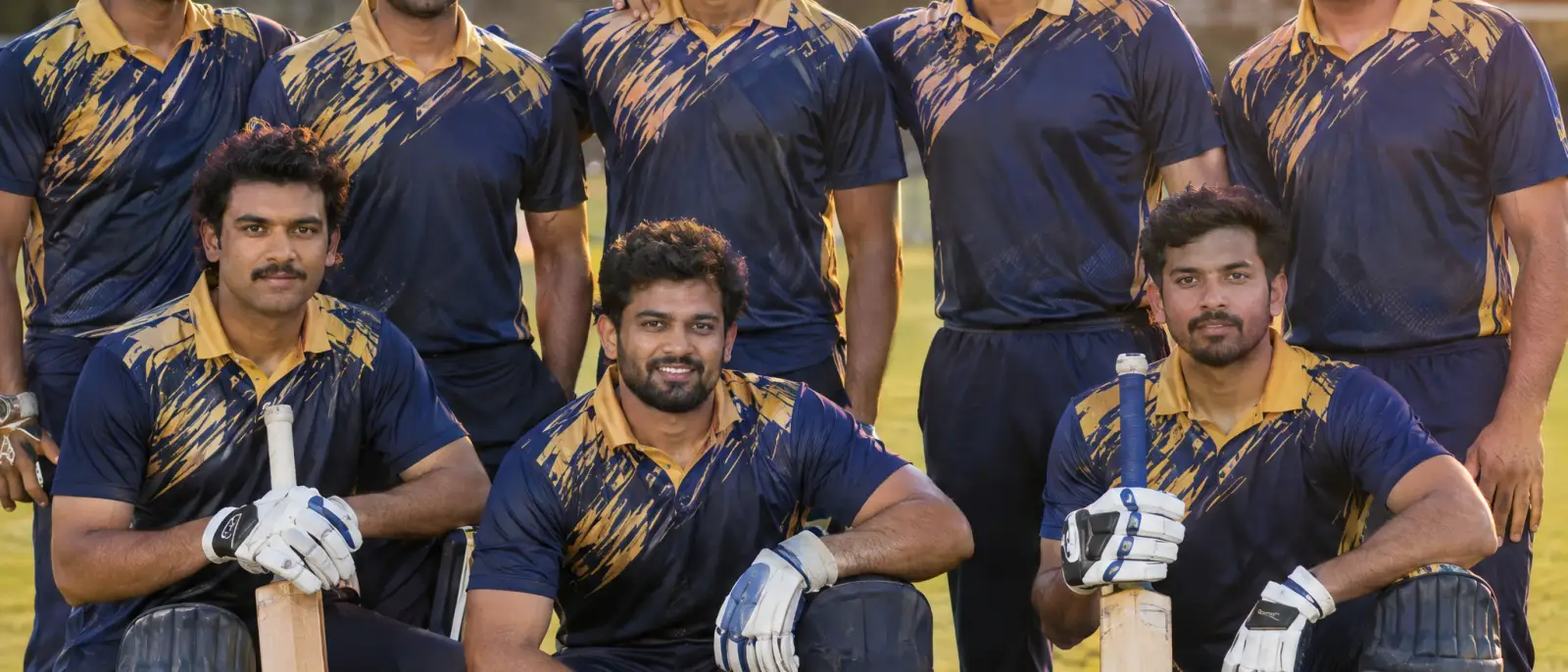 A cricket club team in matching Xipid kits