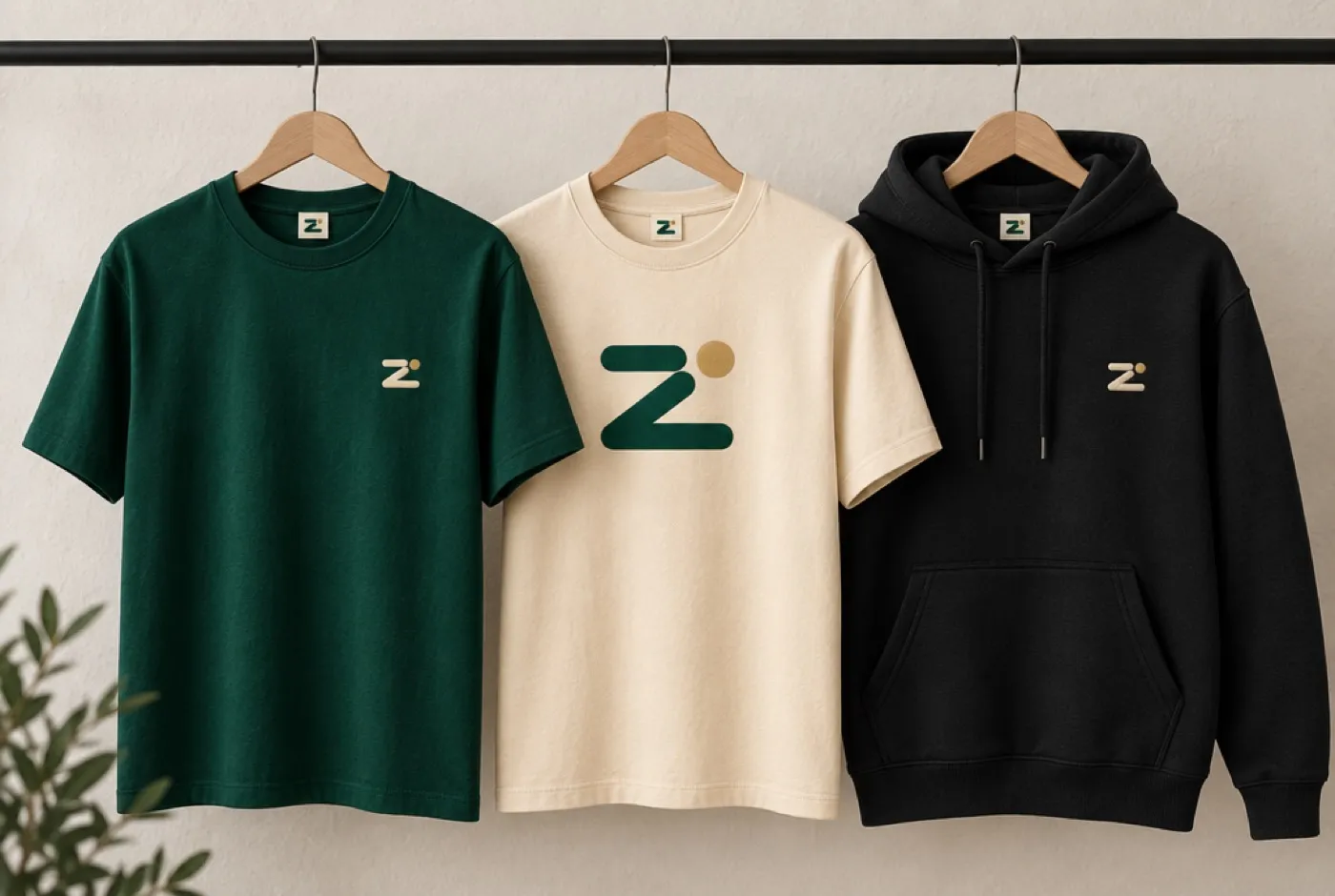 Three garments on a rail carrying the Zorixo mark
